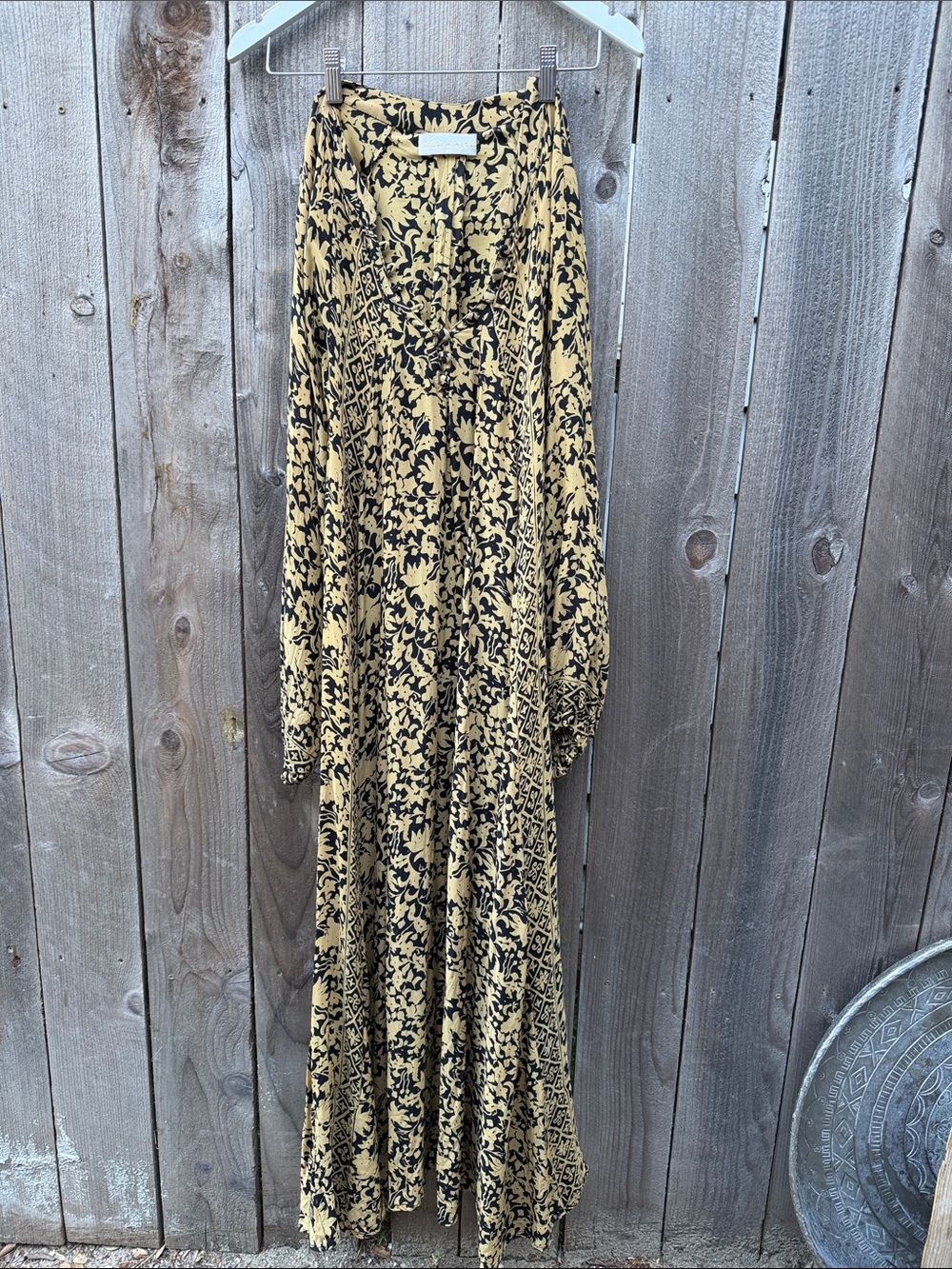 Natalie Martin Mustard and Black Floral Maxi Dress